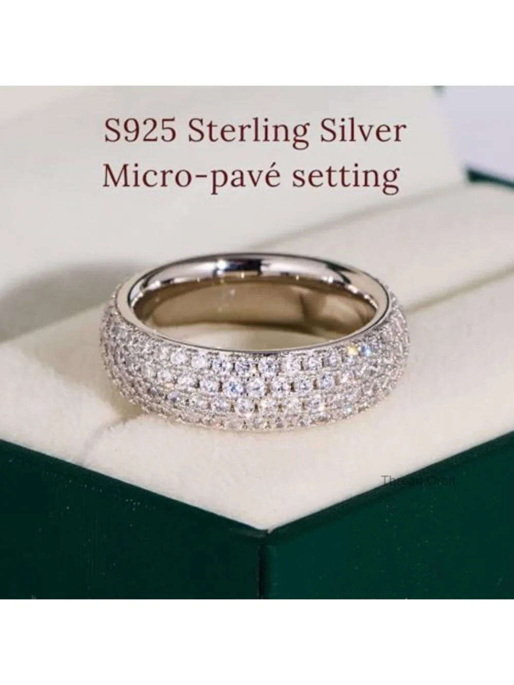 925 Sterling Silver Eternity Ring CZ Cubic Zirconia Wide Band Stackable Ring